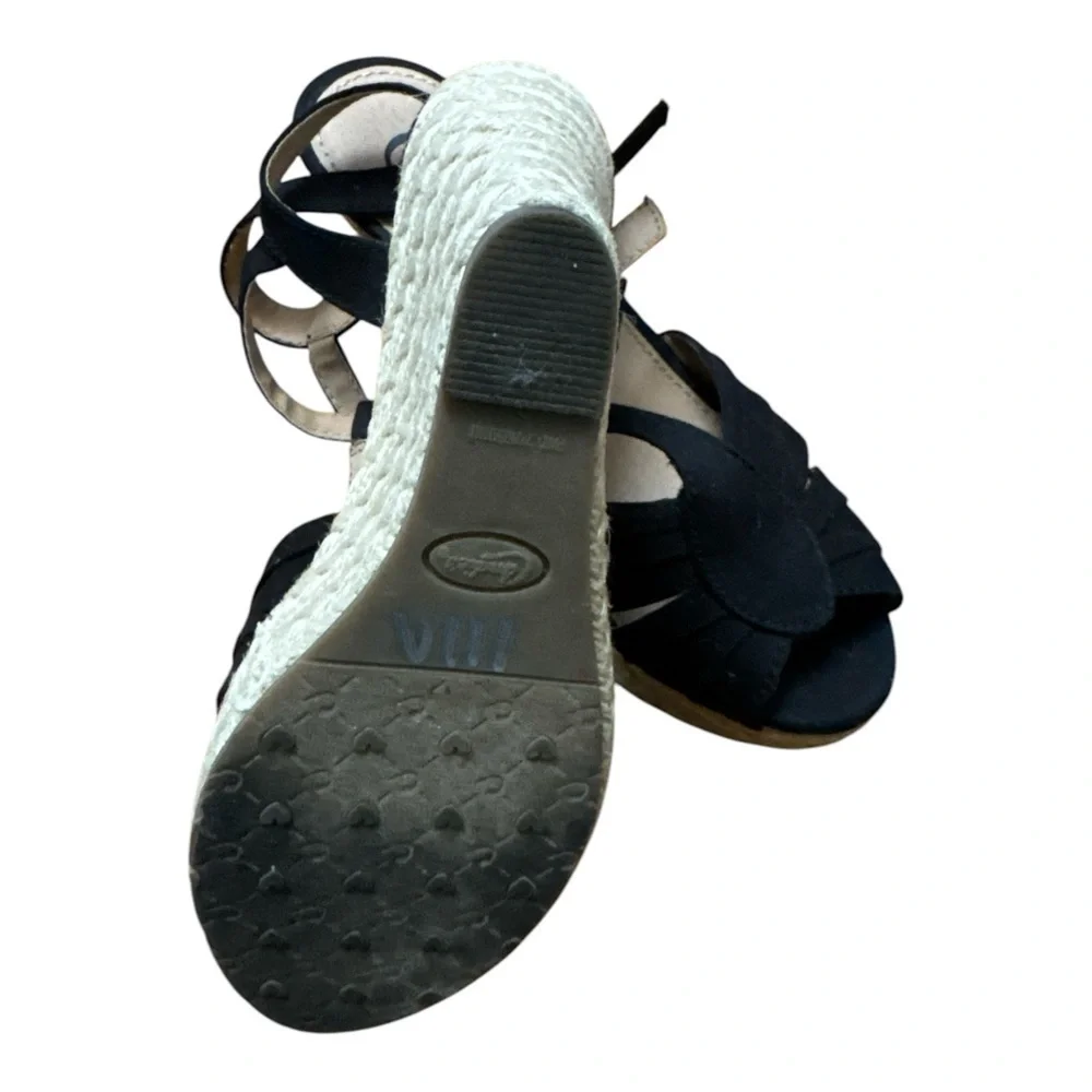 Candie's Black Wedge Sandals with Ankle Strap